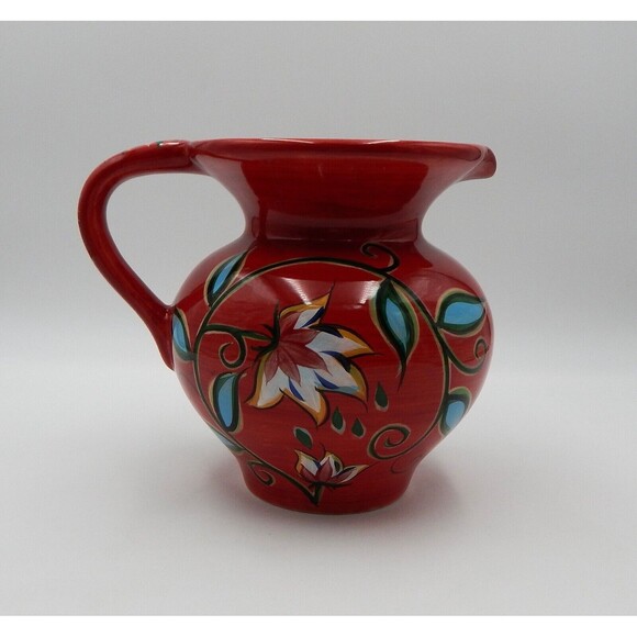 Southern Living at Home Gail Pittman Bountiful Red Large Pitcher Floral 80 Ounce - Picture 1 of 10